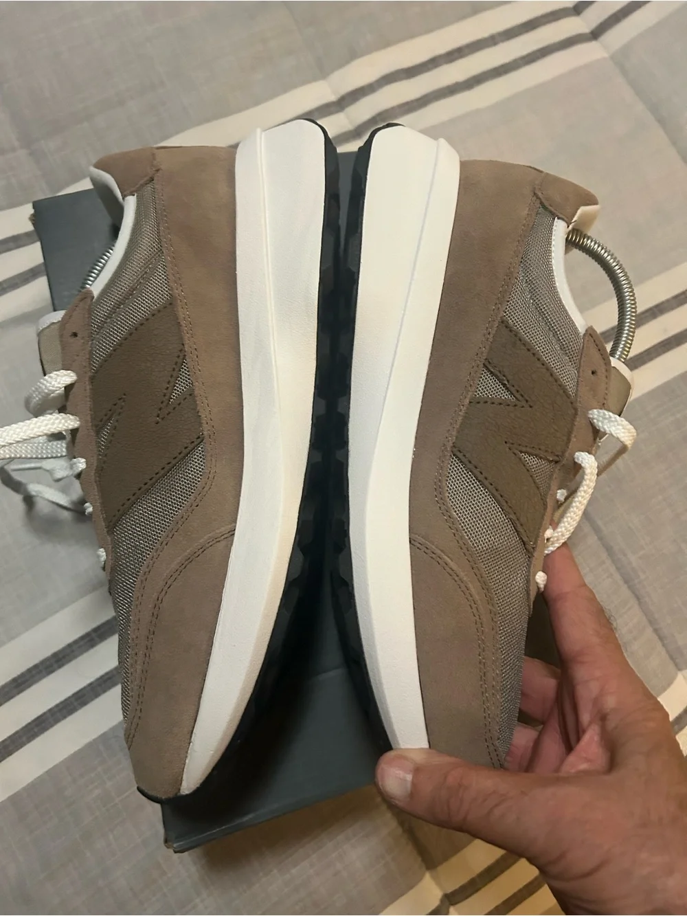 New Balance Men's Taupe and White Casual Sneakers, New w/ Tags